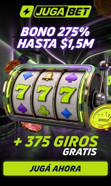 Jugabet — bono 275% hasta $1.500.000 + 375 giros gratis